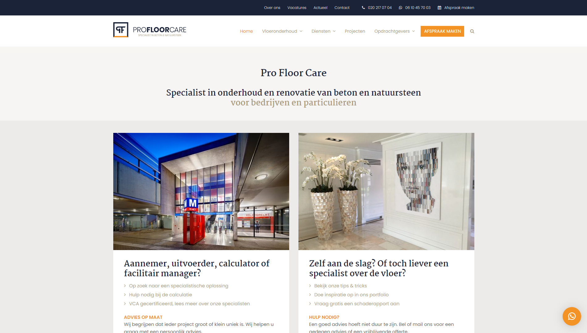 Website profloorcare.nl - gemaakt door Web Adapt